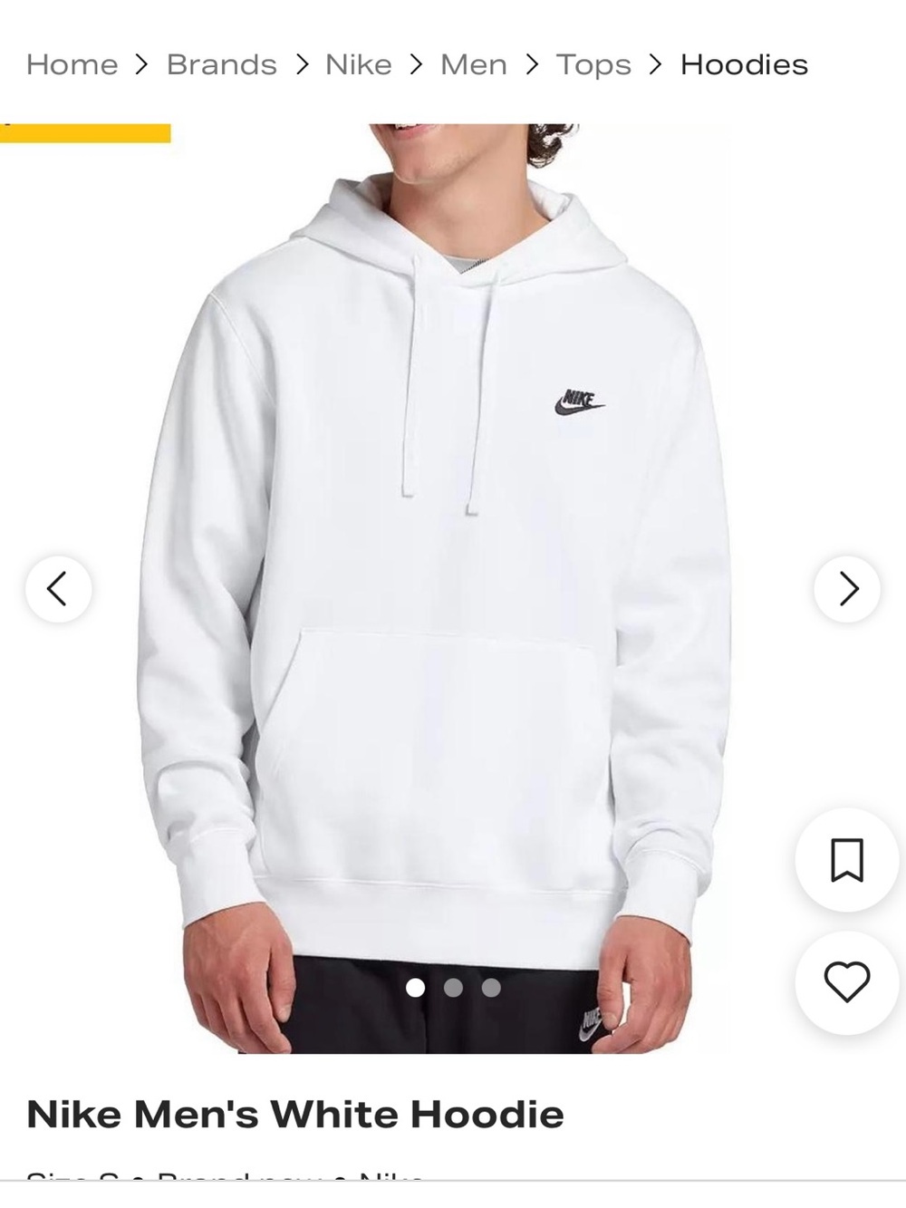 Nike White Pullover Hoodie with Small Black Swoosh